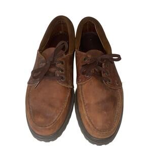 Eastland USA Made Leather Moc Toe Oxford Shoes Men’s 10.5D Brown Workwear preppy